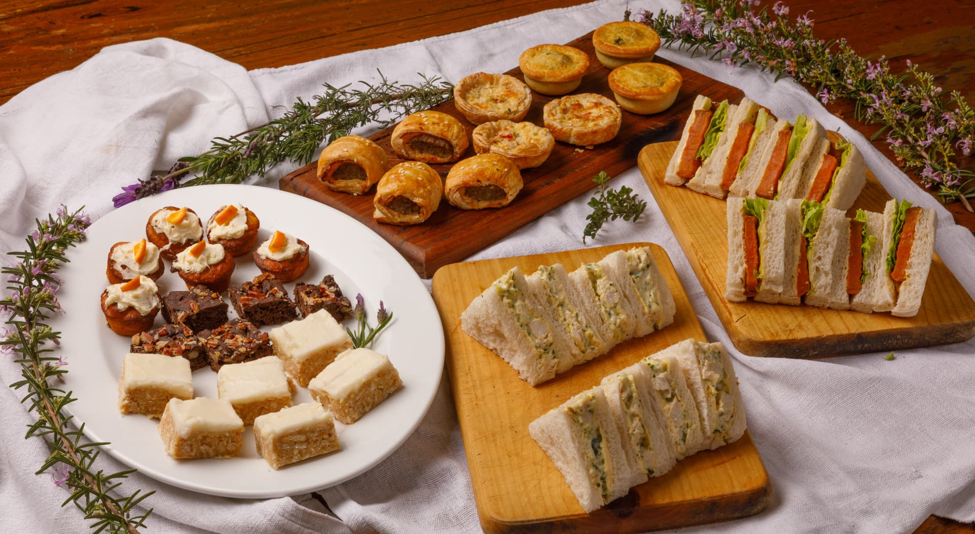 Sandwich platters, pastries and country style sweets